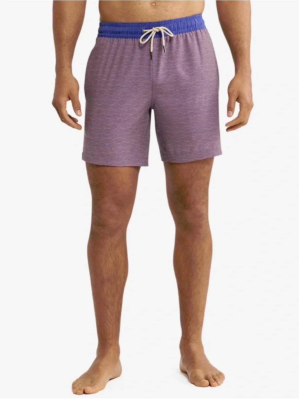Fair Harbor The Bayberry Trunk In Red Waves Swim Lined Shorts Drawstring Size: S